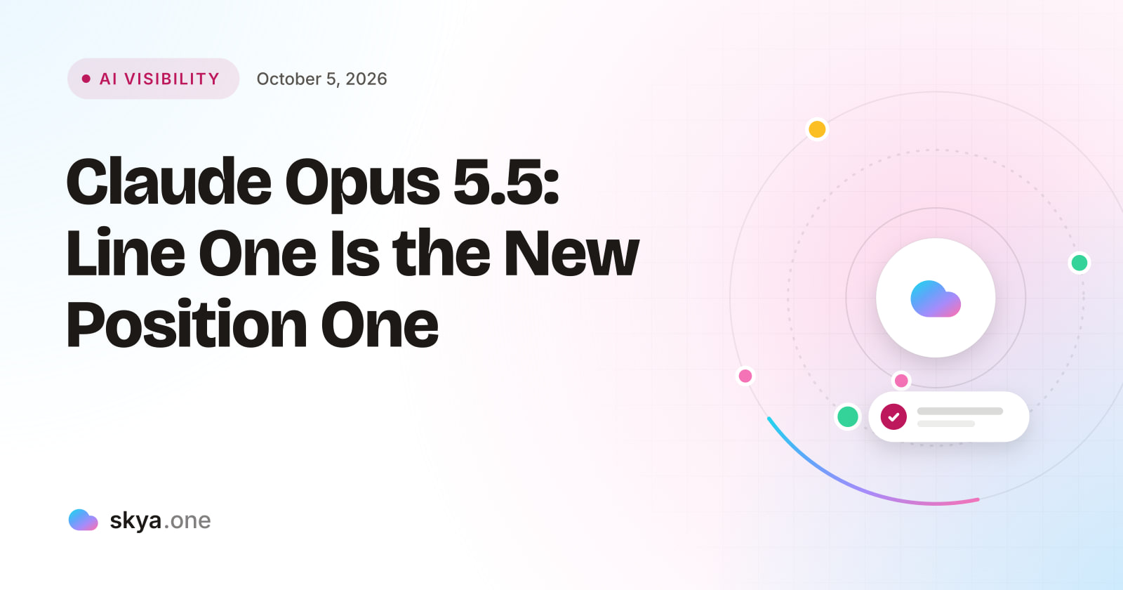 SKYA Journal AI Visibility cover: Claude Opus 5.5 Front-Loads Every Answer. Why Line One Is the New Position One for Your Client