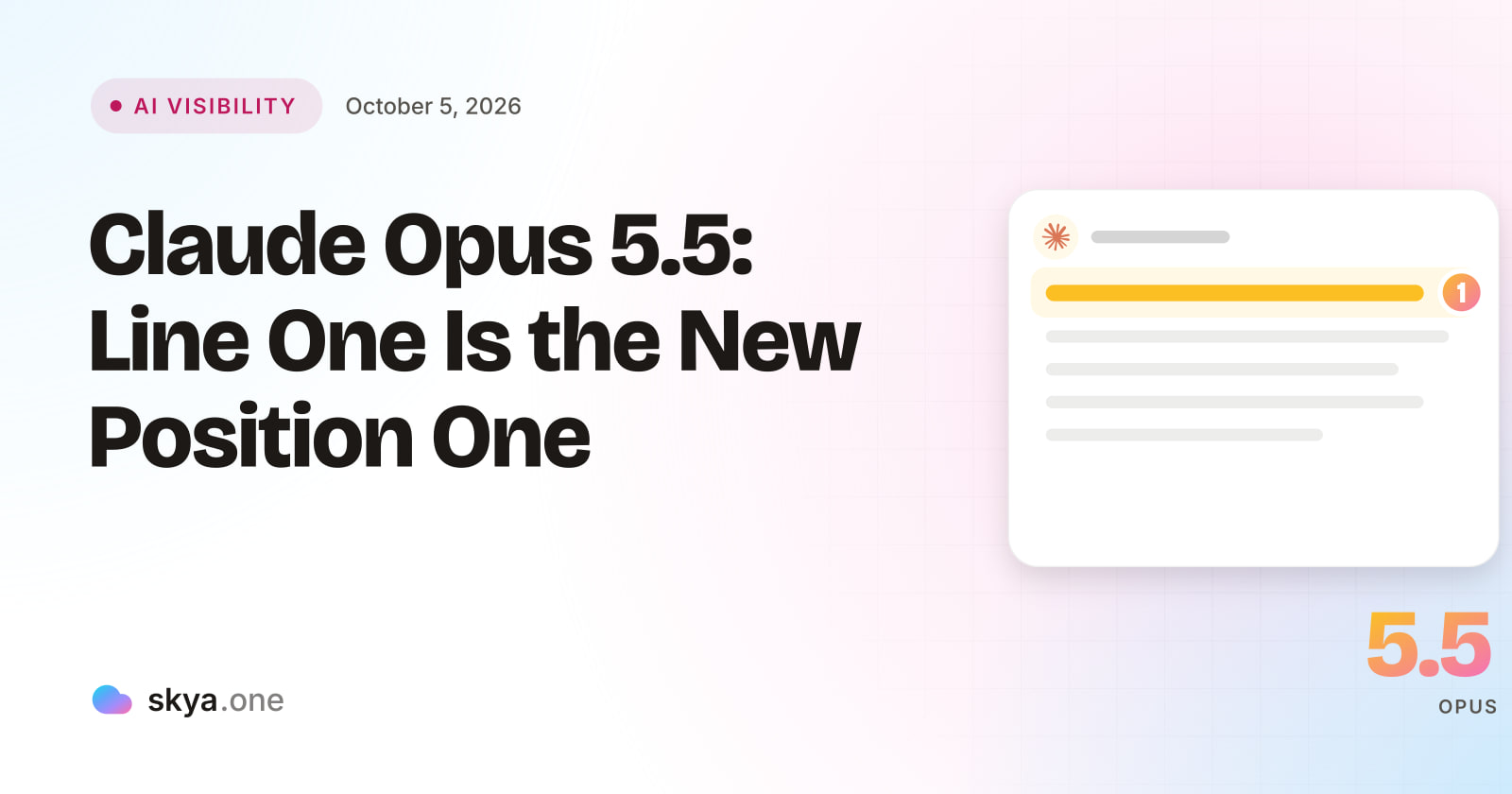 SKYA Journal AI Visibility cover: Claude Opus 5.5 Front-Loads Every Answer. Why Line One Is the New Position One for Your Client