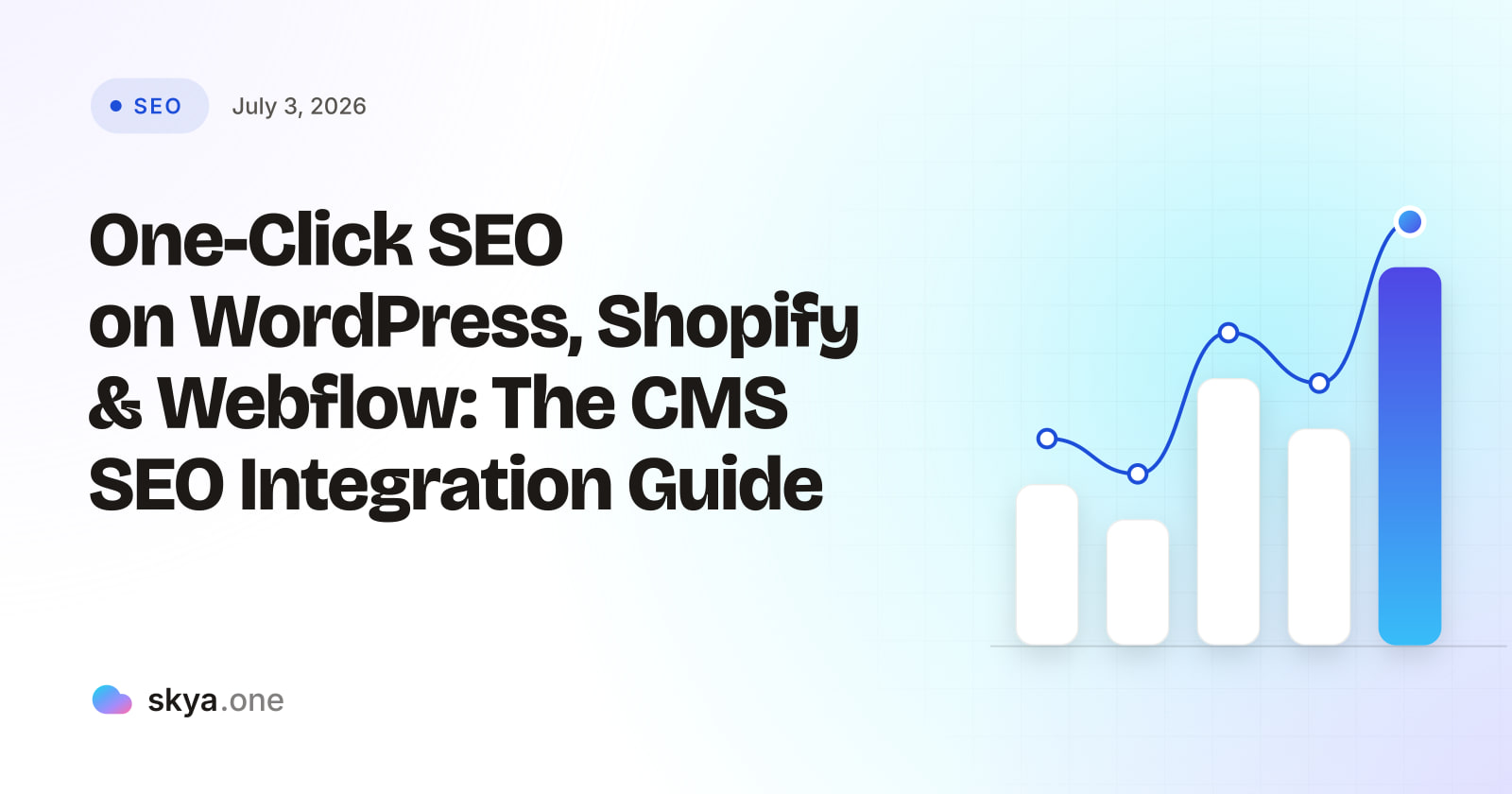 SKYA Journal SEO cover: One-Click SEO on WordPress, Shopify & Webflow: The CMS SEO Integration Guide